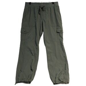 LL Bean Women Medium Green Cargo Pants Drawstring Waist Elastic Ankle Jogger